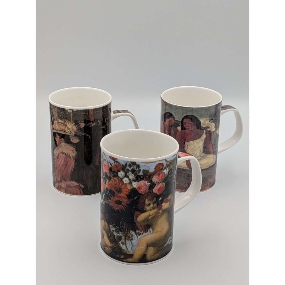 Set of 3 Dunoon Fine Art Bone China Mugs England Lautrec Gauguin Maratta